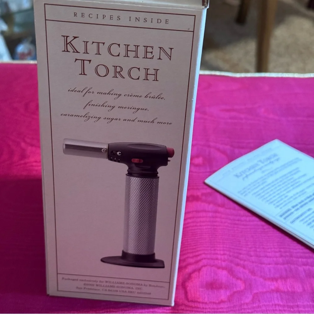 Williams Sonoma Kitchen Torch New Stainless Steel with Recipes